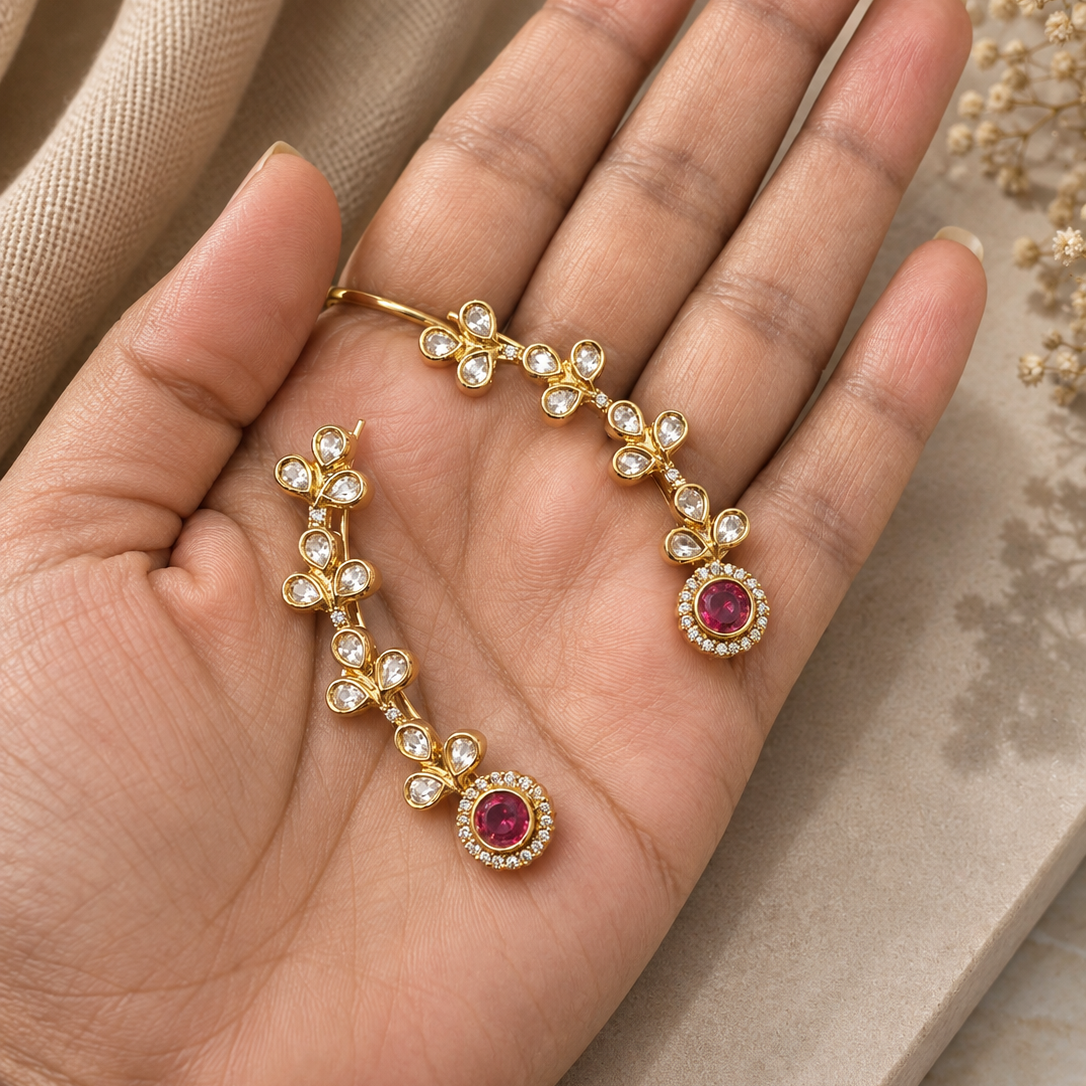 Kundan Vine Cuff Earrings
