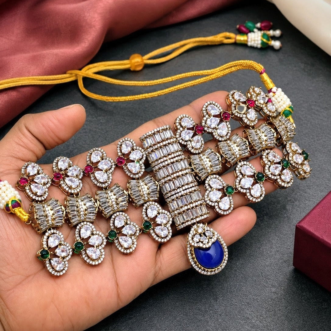 Victorian Baguette Polki Choker Necklace