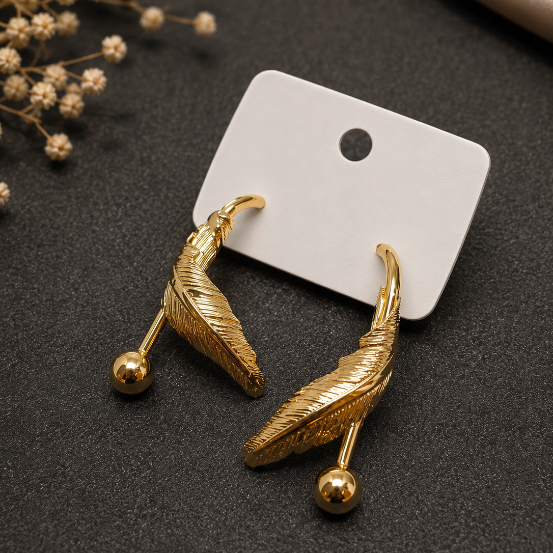 Feather Ball Earrings