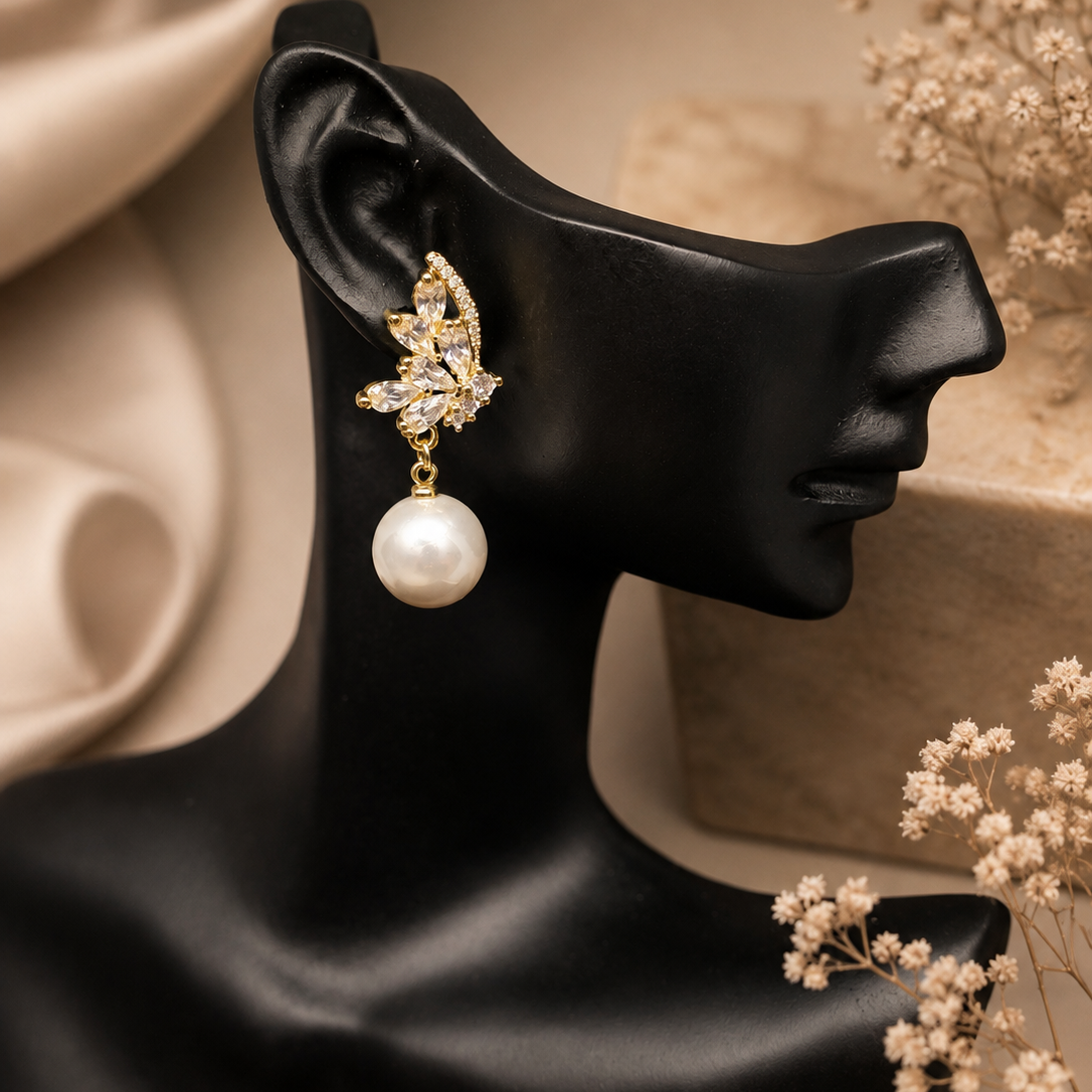 Pearl Wing Drop Earrings