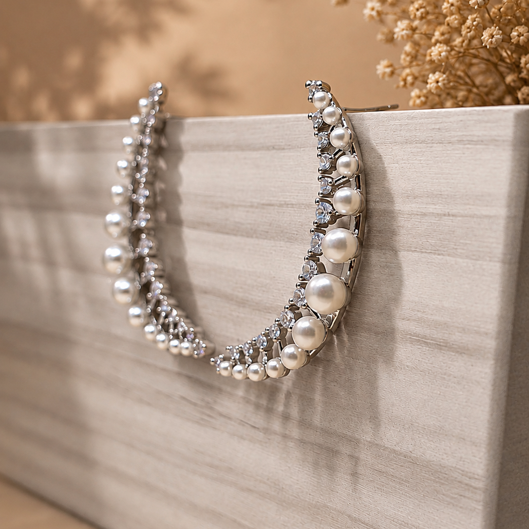 Pearl Curve Cuff Earrings