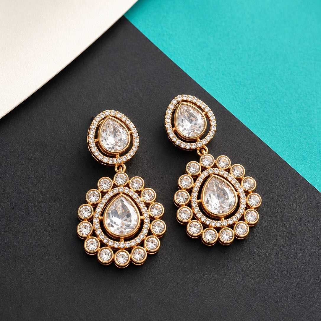 Kundan Floral Halo Drop Necklace