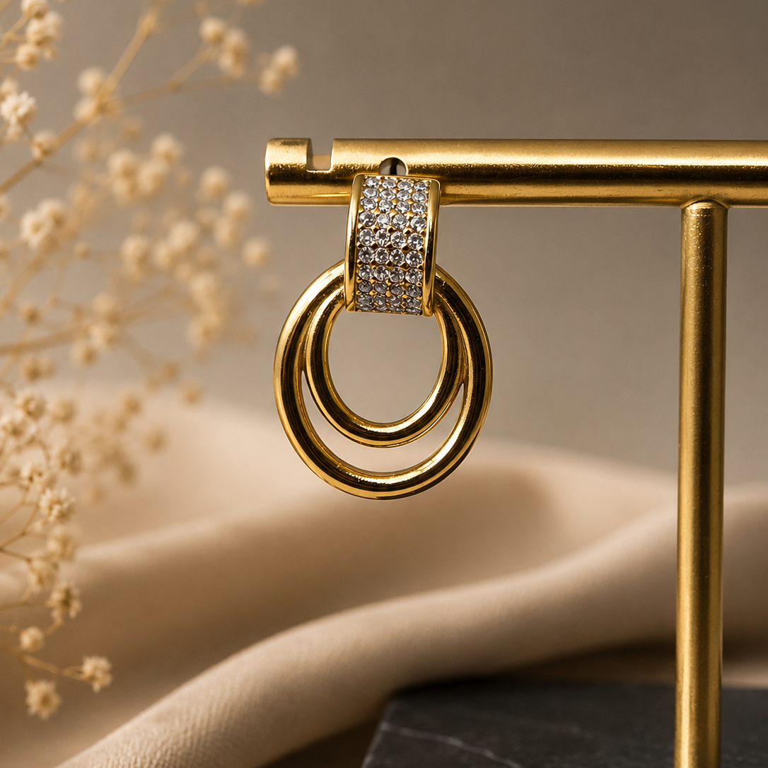 Pave Oval Hoop Earrings