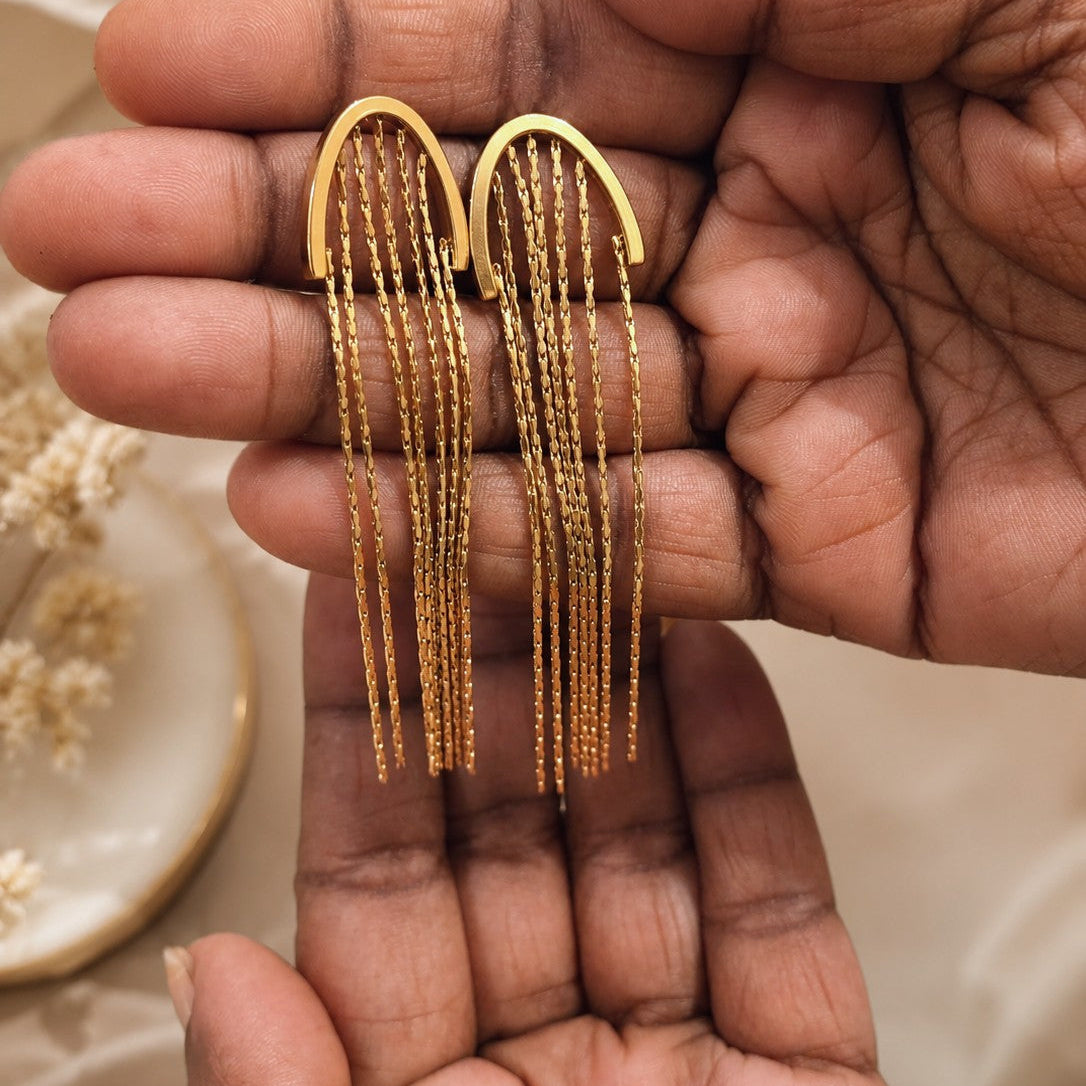 Fringe Arch Drop Earrings
