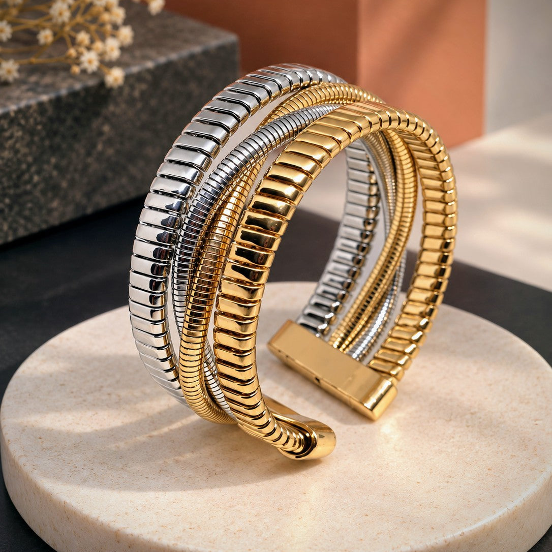 Ribbed Tubular Bangle Bracelet