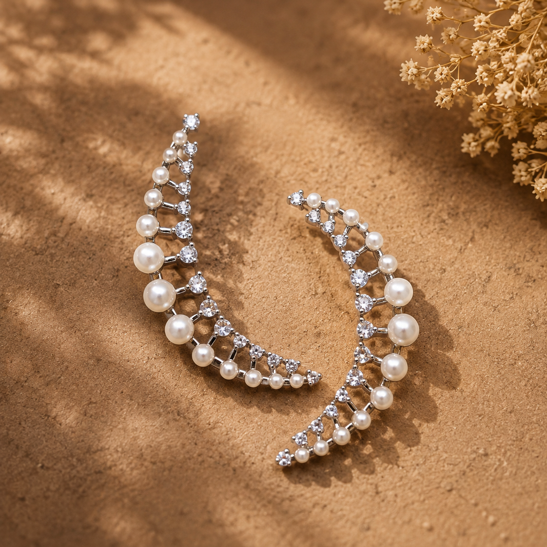 Pearl Curve Cuff Earrings