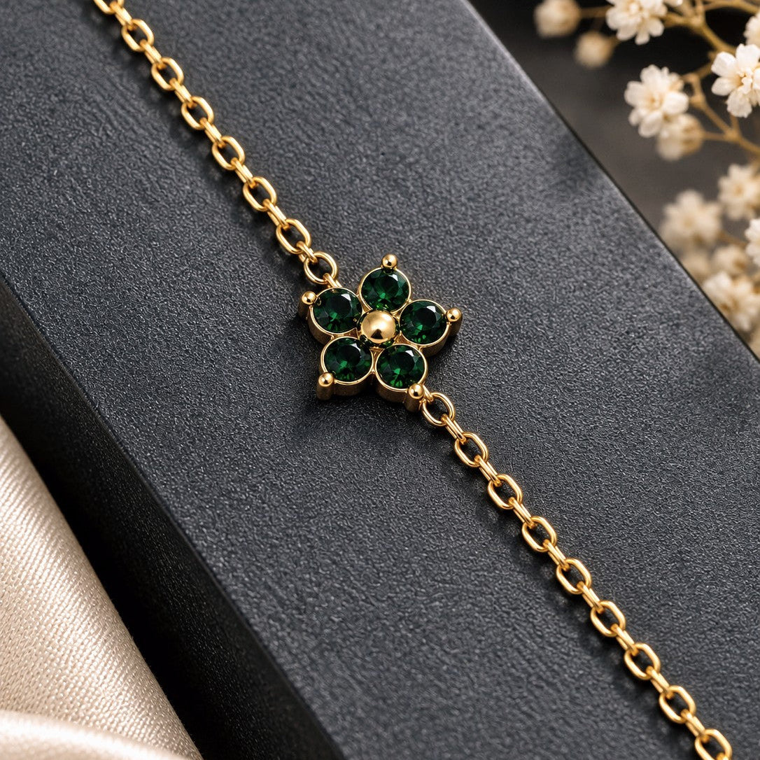 Round Stone Clover Bracelet