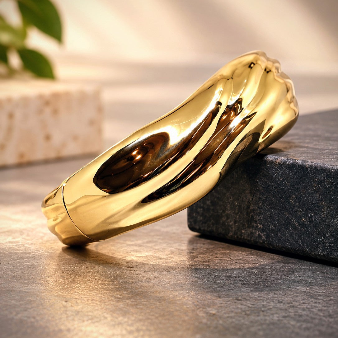 Molten Wave Sculpted Cuff Bangle