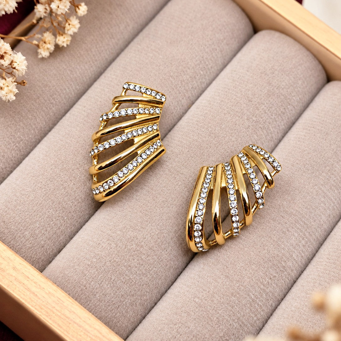 CZ Pavé Tiered Bar Earrings
