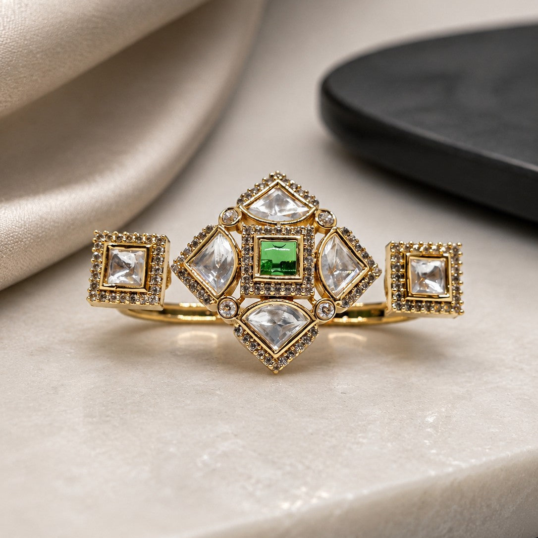 Polki Cluster Double Ring