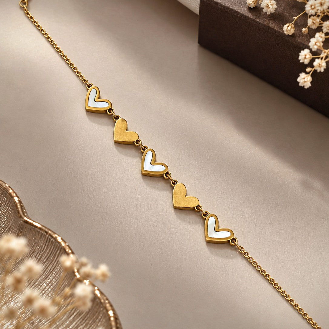 Alternating Heart Link Bracelet