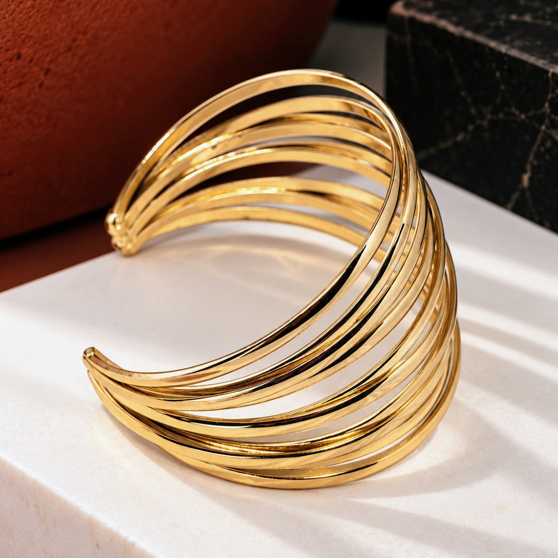 Crisscross Wire Wide Cuff