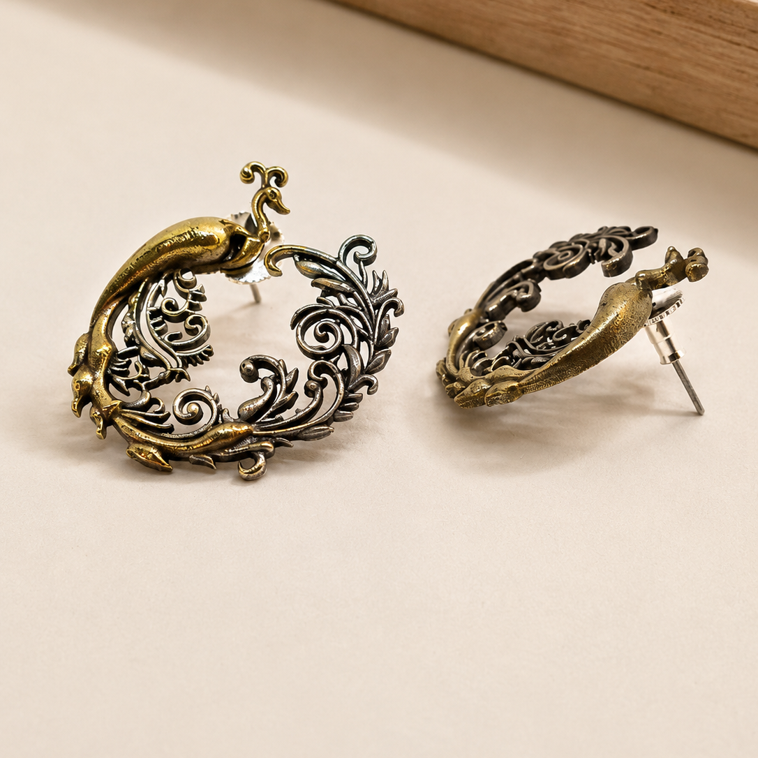 Peacock Scroll Earrings