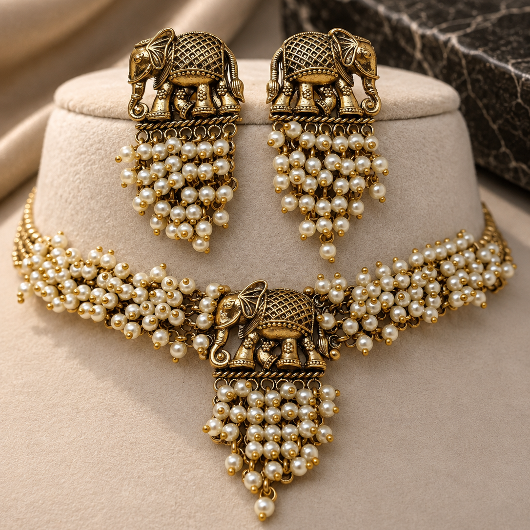 Elephant Pearl Necklace