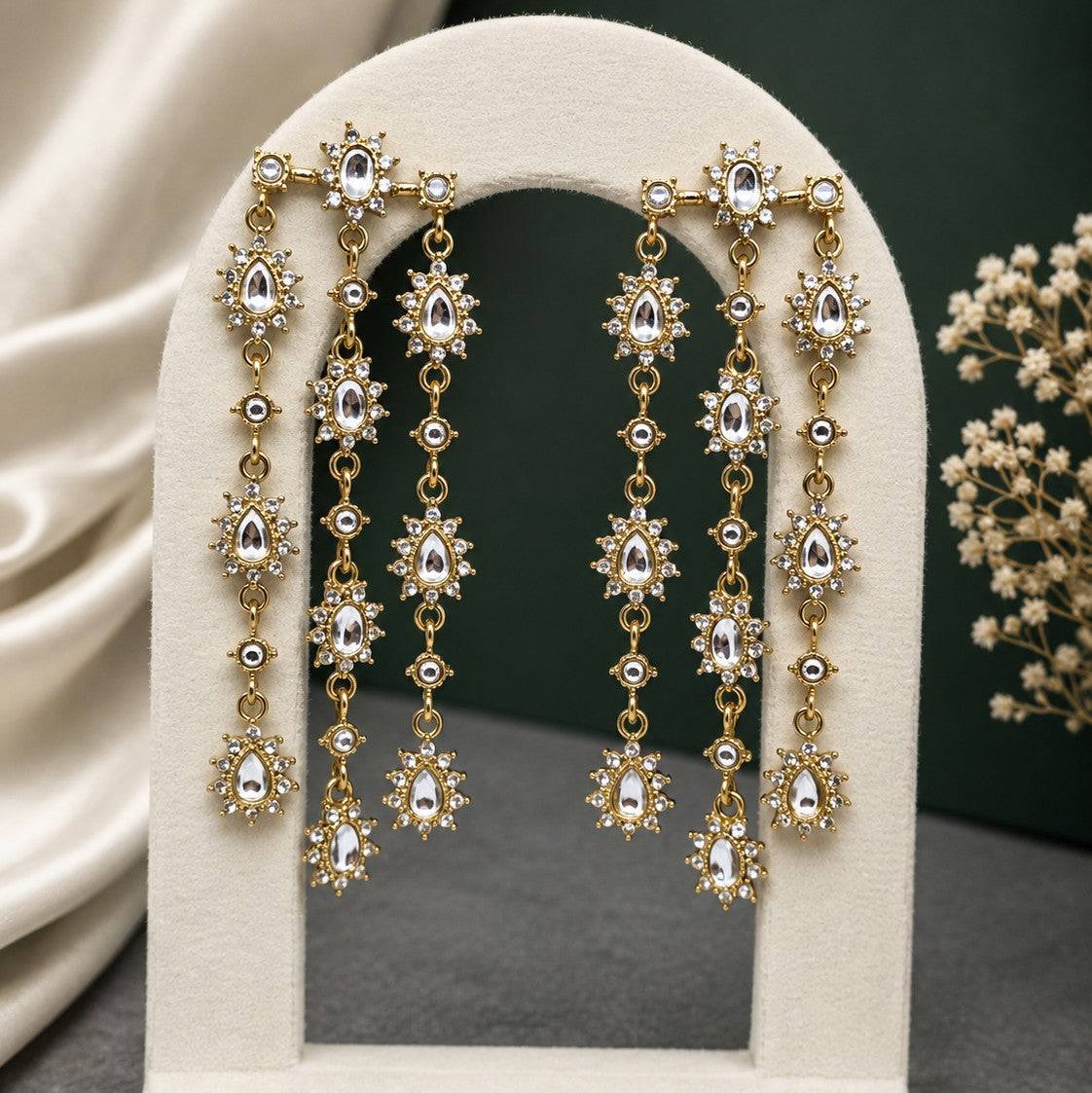 Triple Strand Starburst Drop Earrings