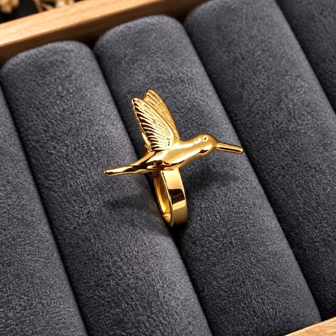 Sculpted Hummingbird Cocktail Ring