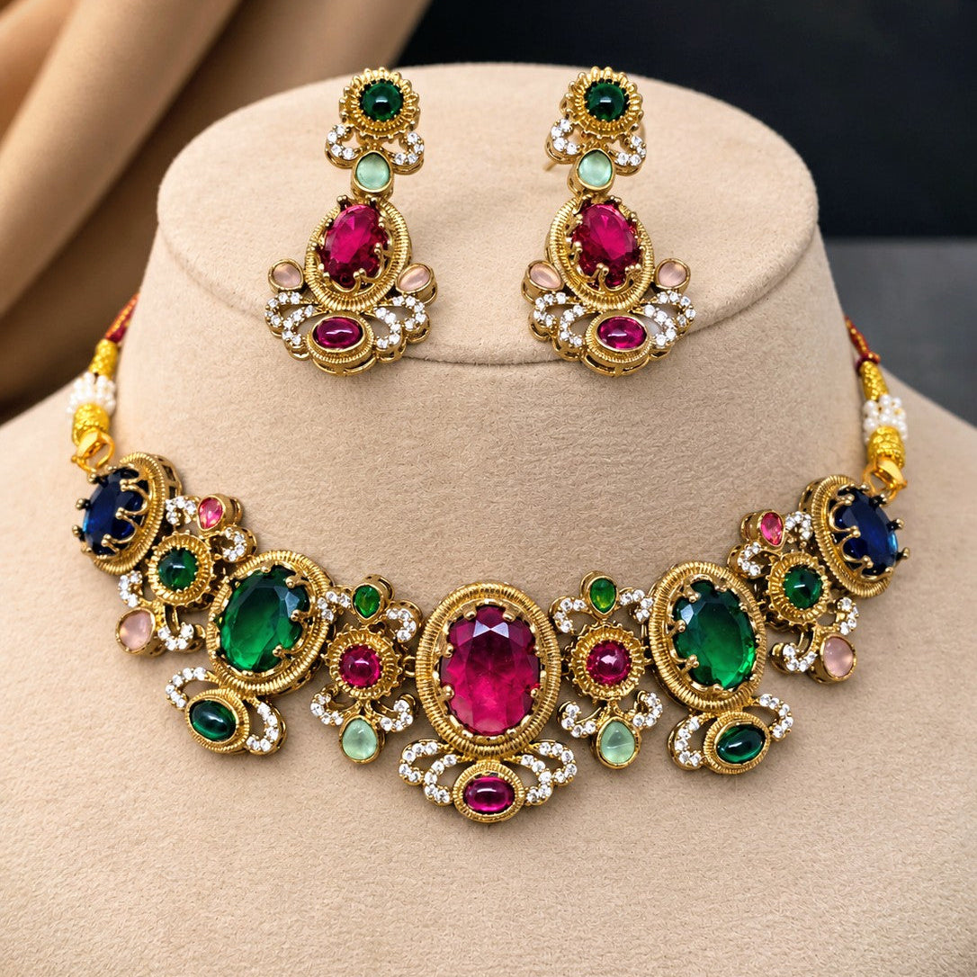 Jewel Garden Scalloped Bib Necklace
