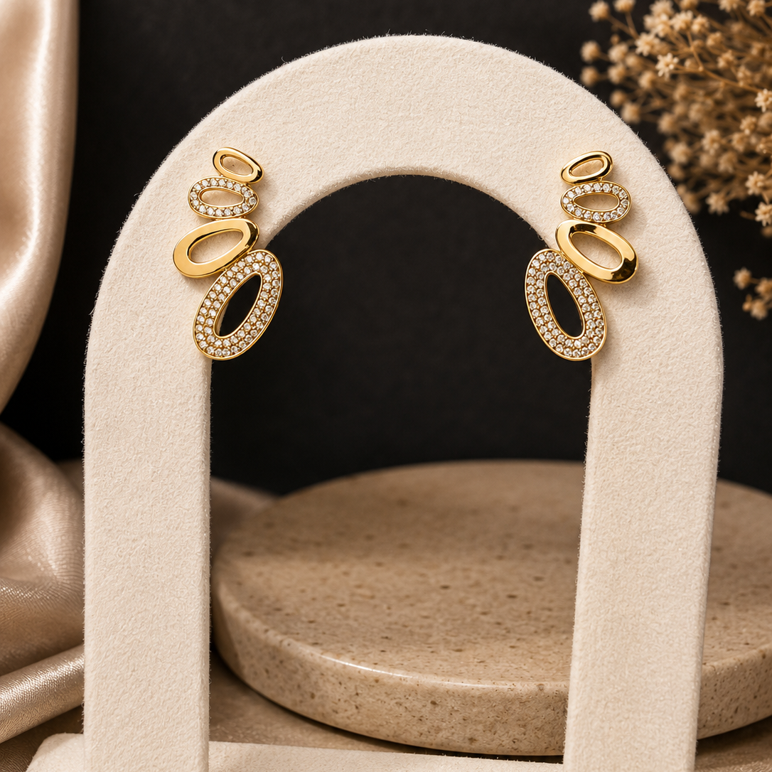 Linked Oval Drop Earrings