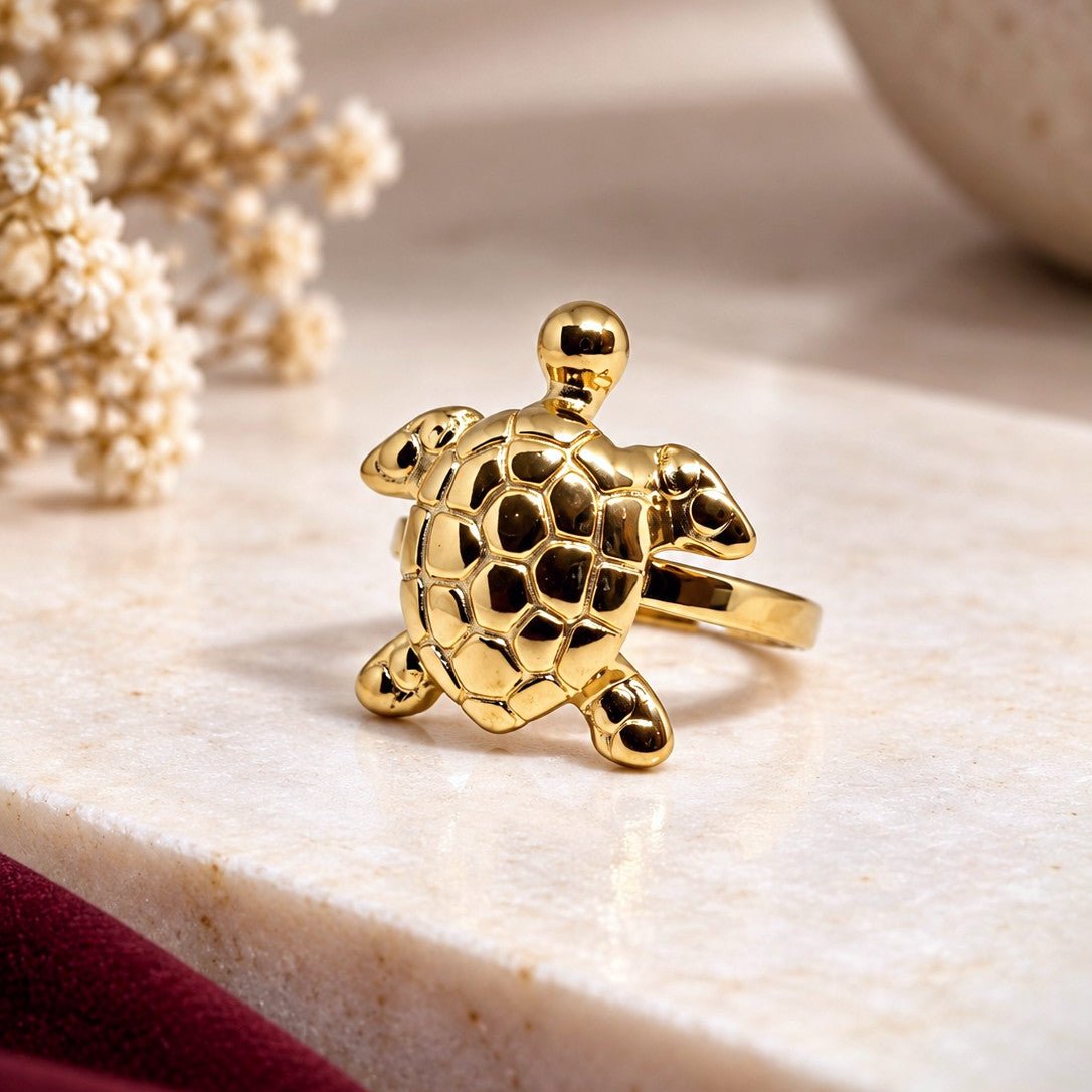 Textured Shell Turtle Ring