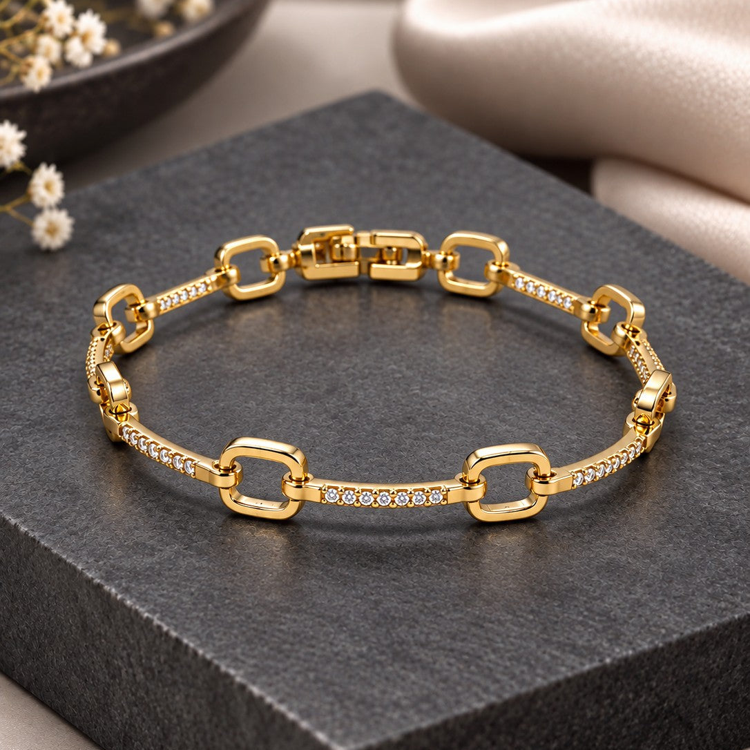 Square Link Pave Bracelet