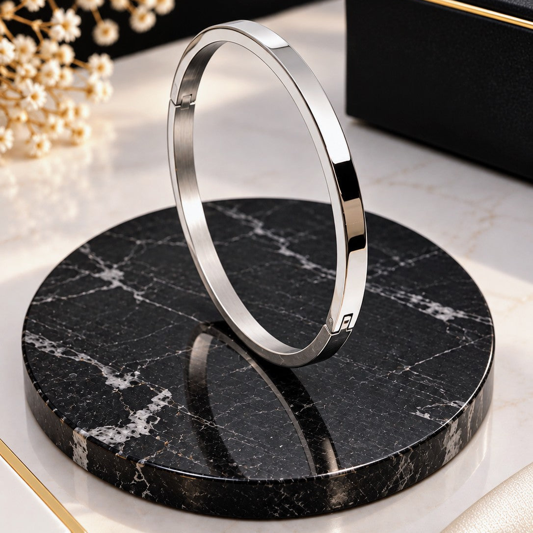 Polished Silver Bangle Bracelet
