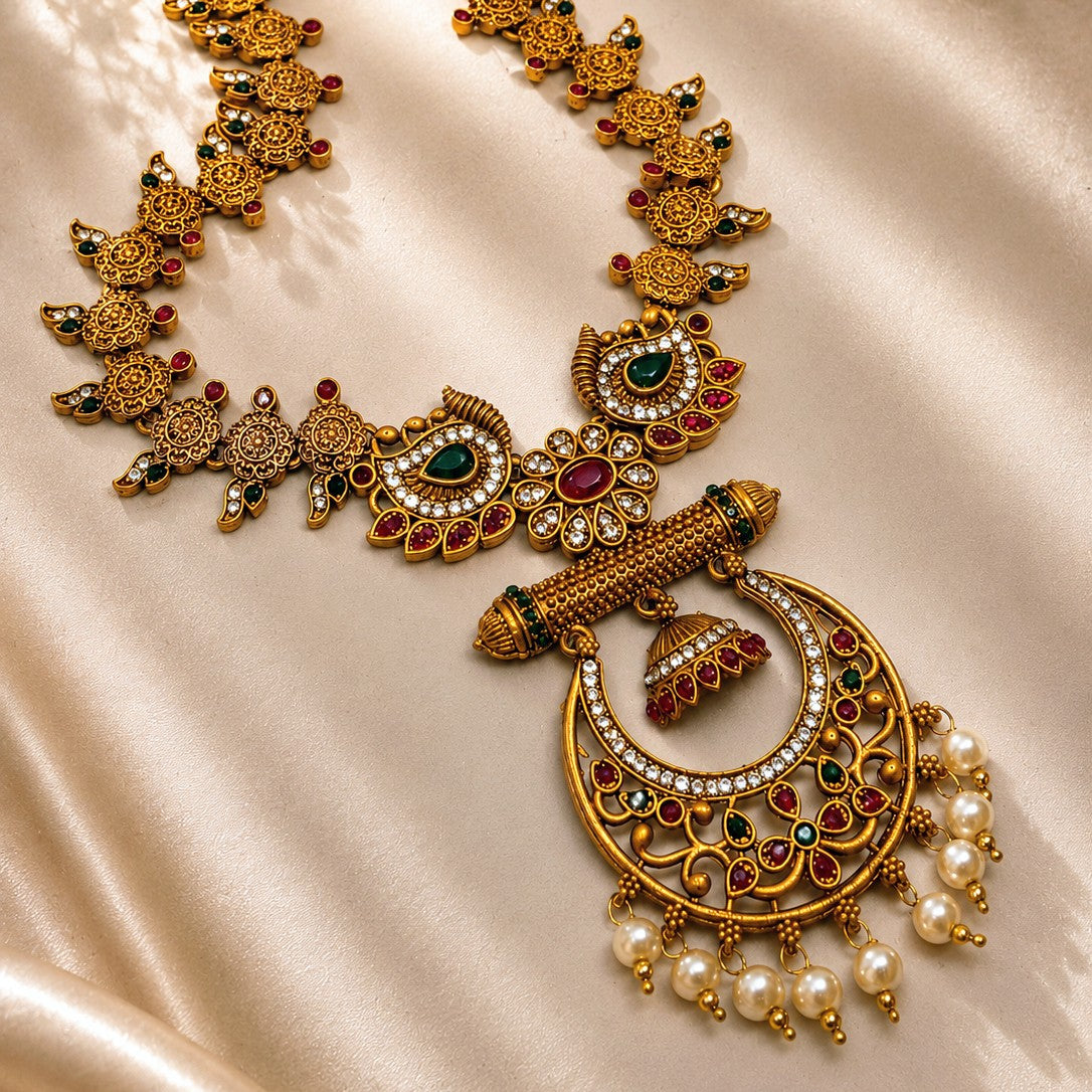 Crescent Jhumka Pendant Necklace
