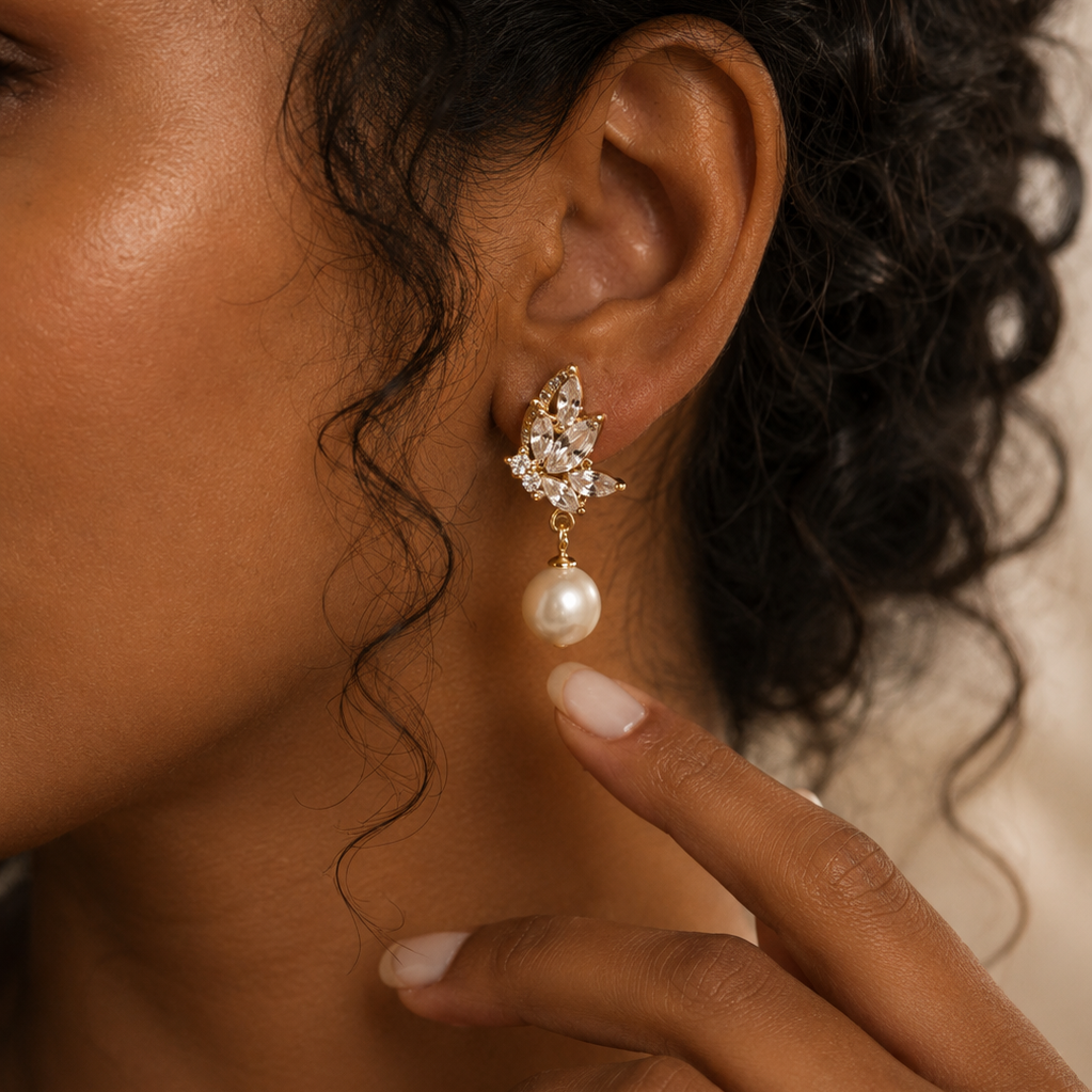Pearl Wing Drop Earrings
