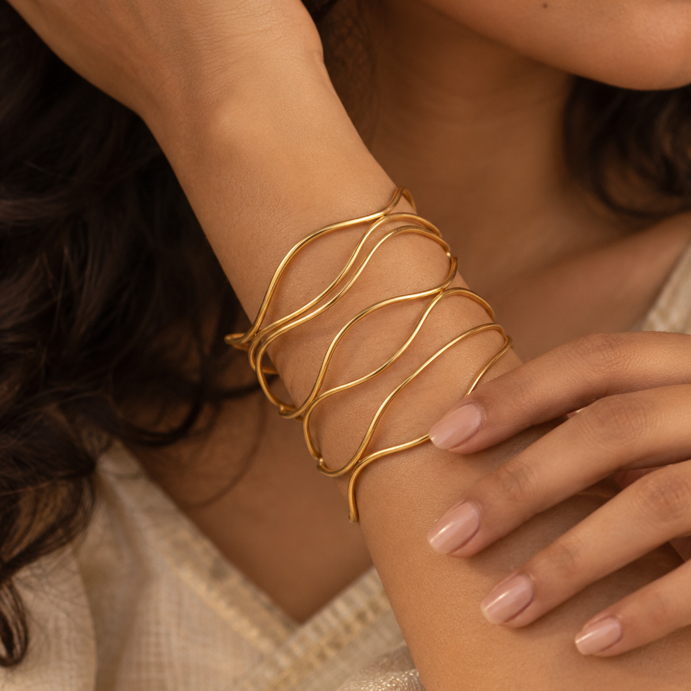Wave Wire Cuff Bracelet