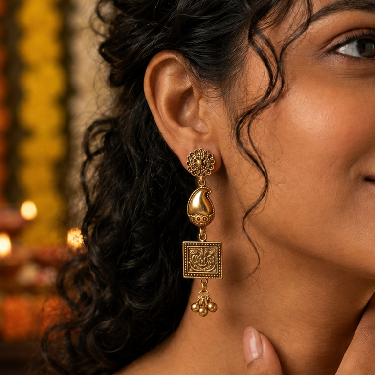Temple Paisley Drop Earrings