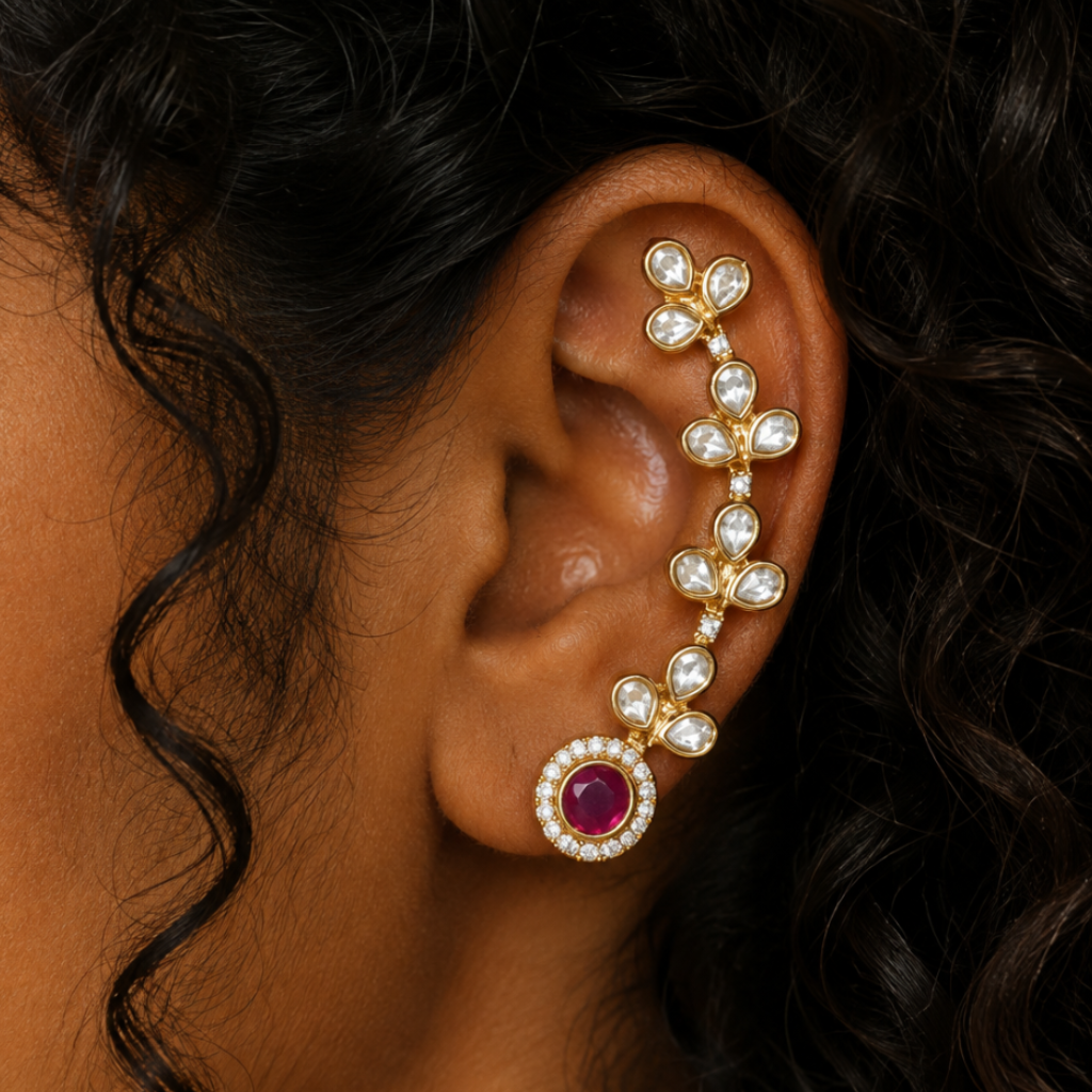 Kundan Vine Cuff Earrings