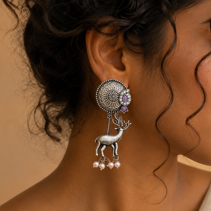 Stag Medallion Earrings
