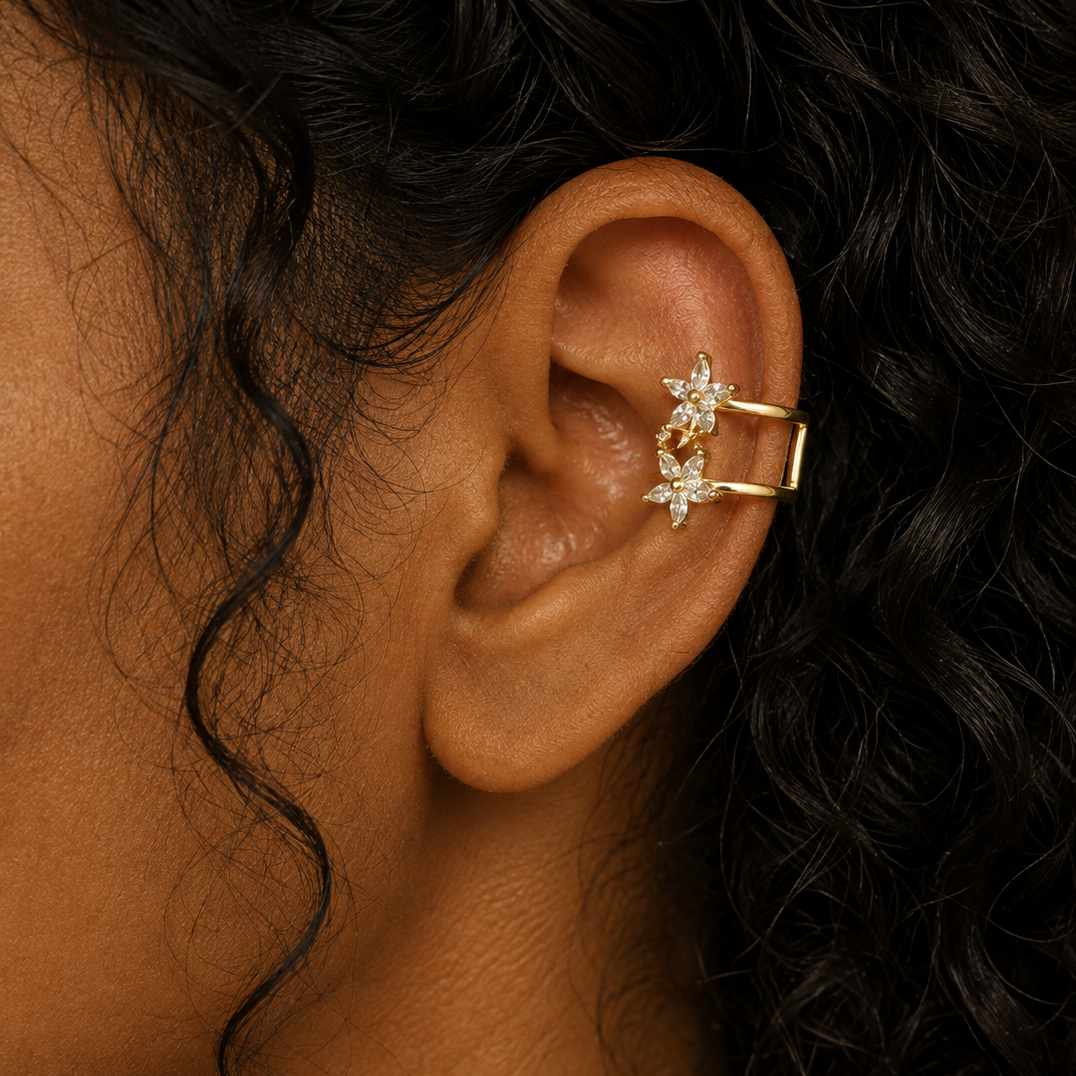 Flower Star Cuff Earrings