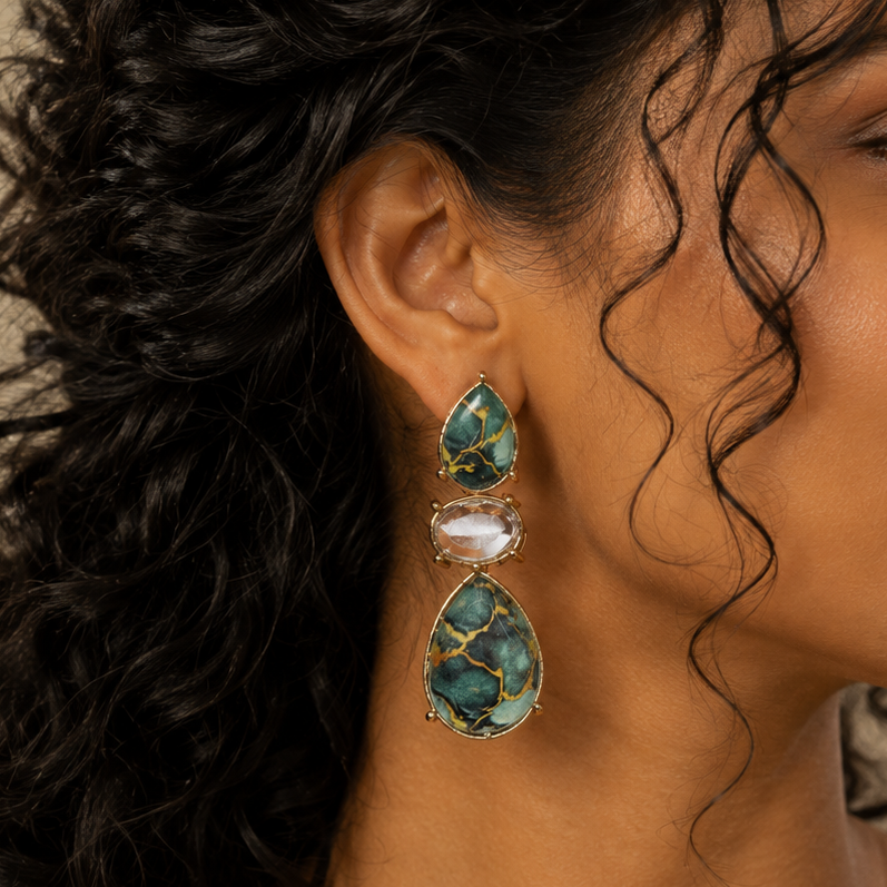Marbled Stone Drop Earrings