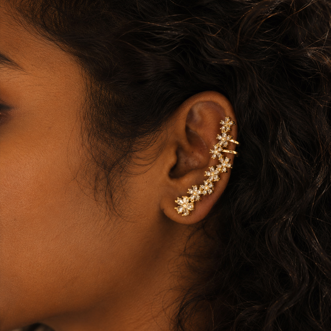 Floral Vine Cuff Earrings