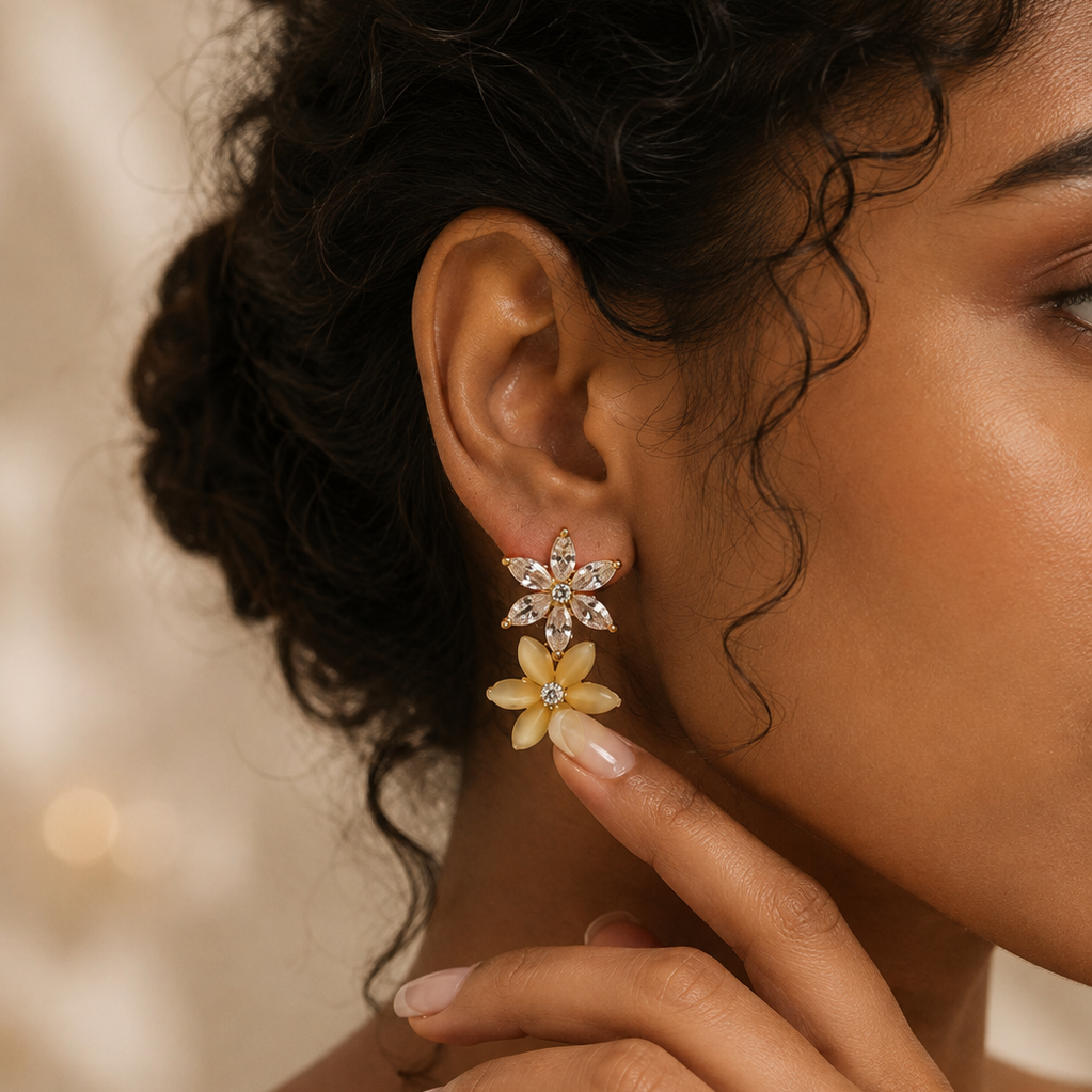 Double Bloom Drop Earrings