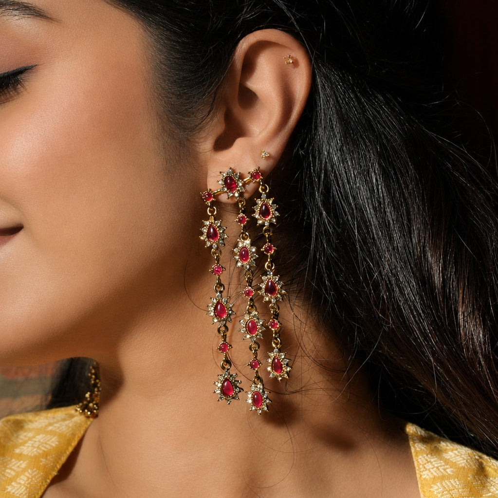 Triple Strand Starburst Drop Earrings