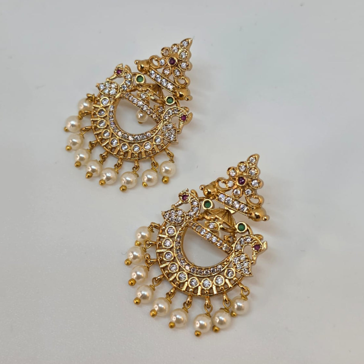 Chandbali Pearl Fringe Earrings