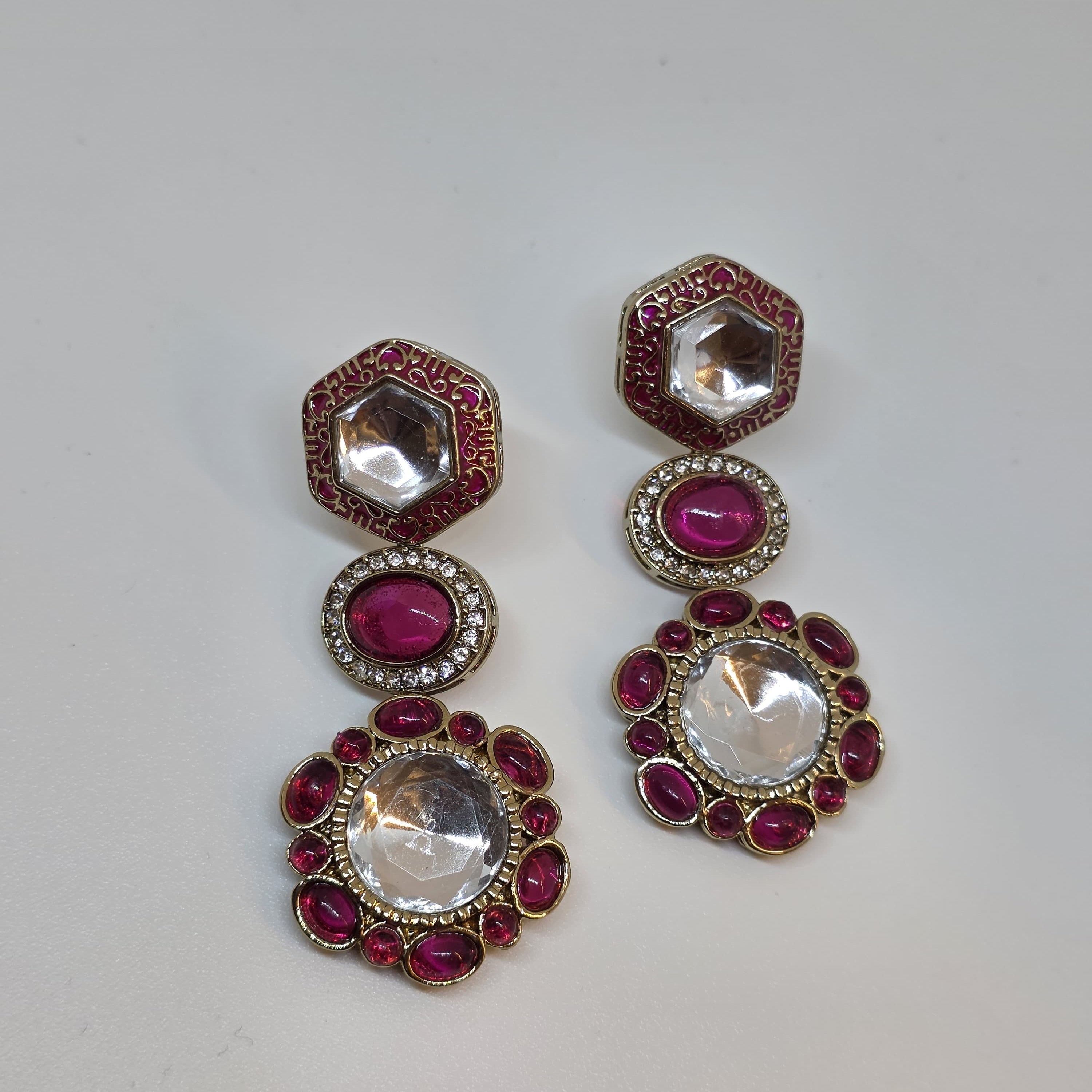 Tiered Cabochon Drop Earrings