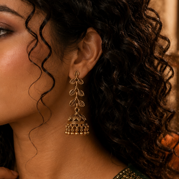 Leaf Jhumka Drop Earrings