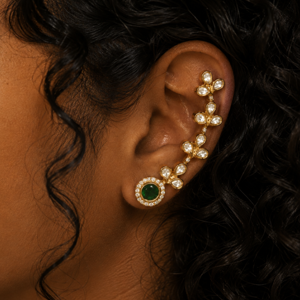 Kundan Vine Cuff Earrings
