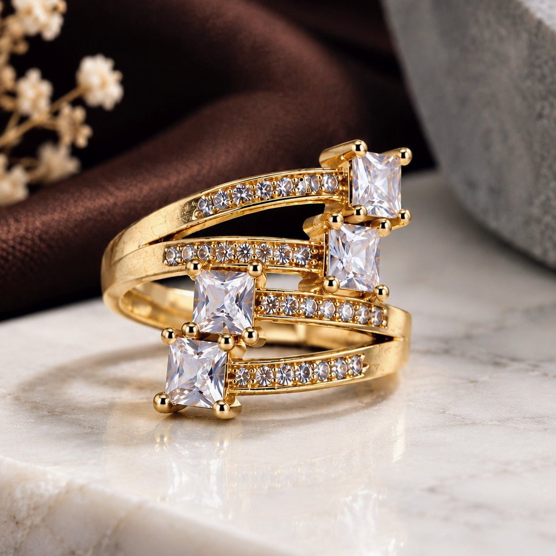 Princess Cut Cluster Ring