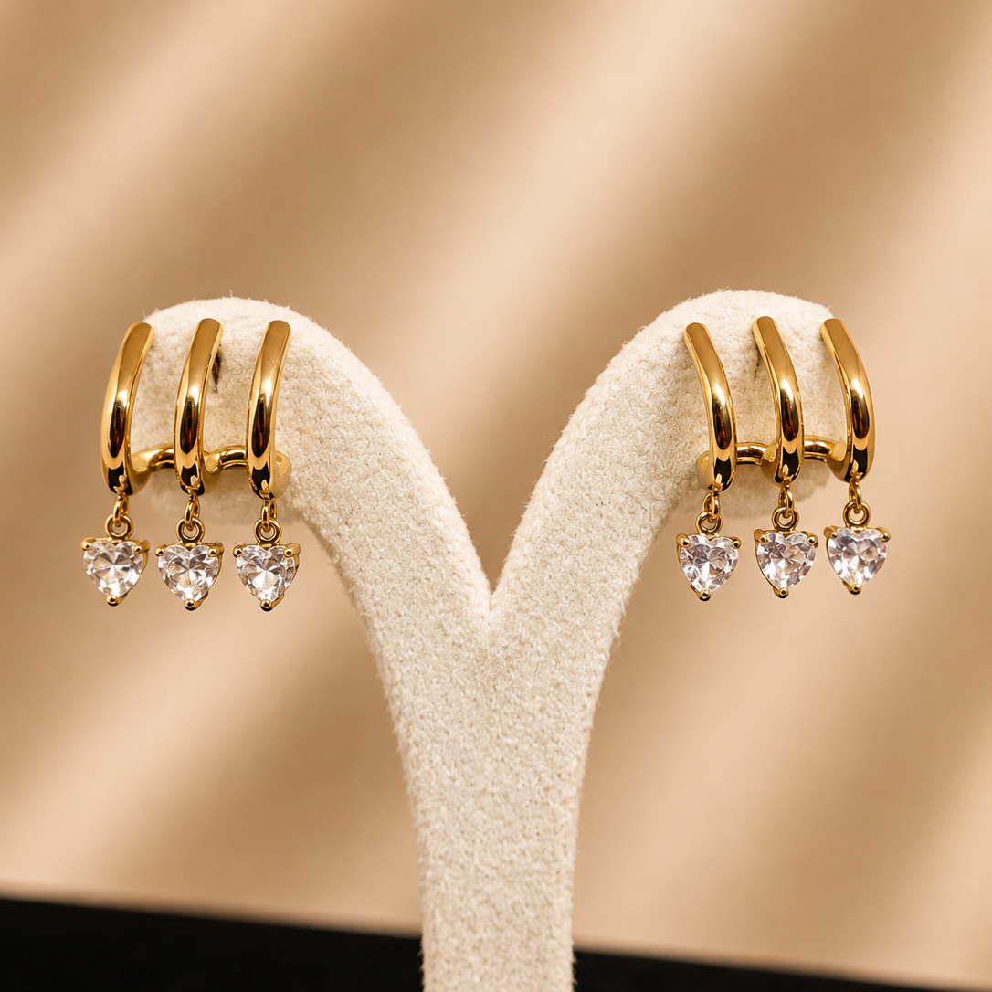 Heart Trio Earrings