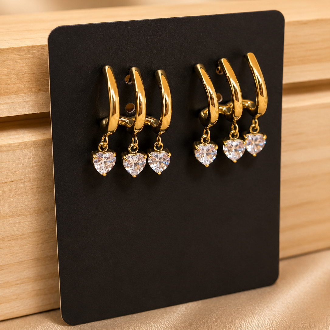 Heart Trio Earrings