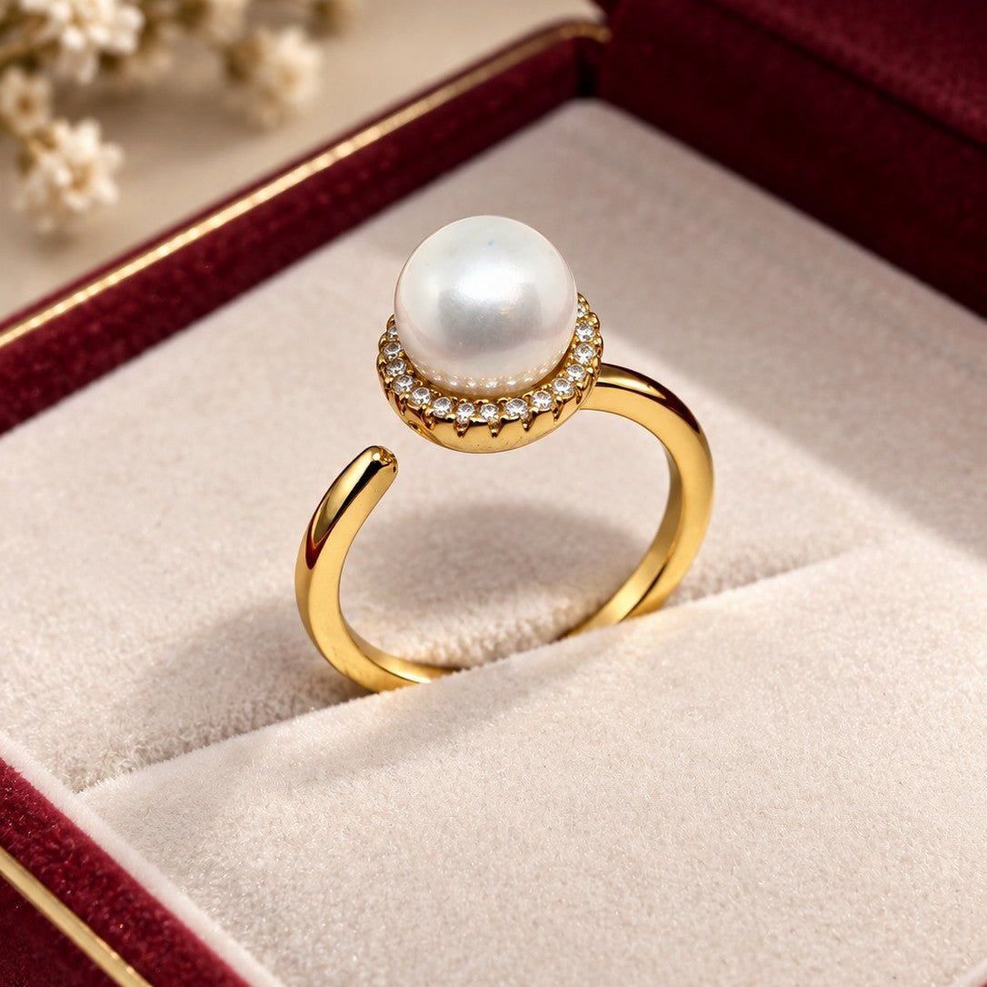 Pearl Halo Open Ring