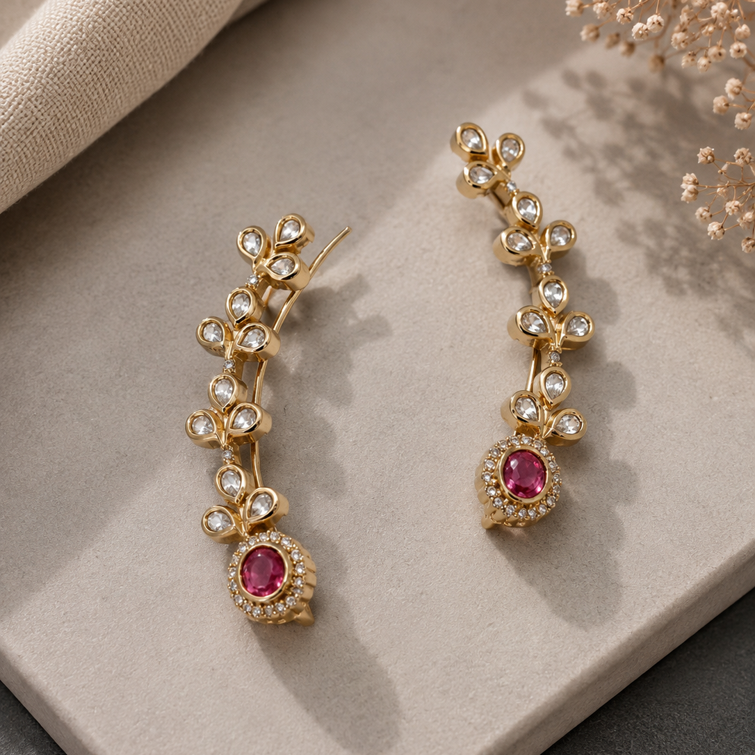 Kundan Vine Cuff Earrings