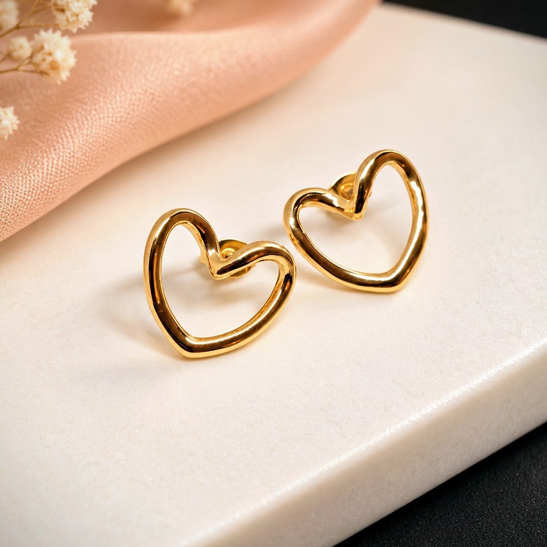 Open Heart Stud Earrings