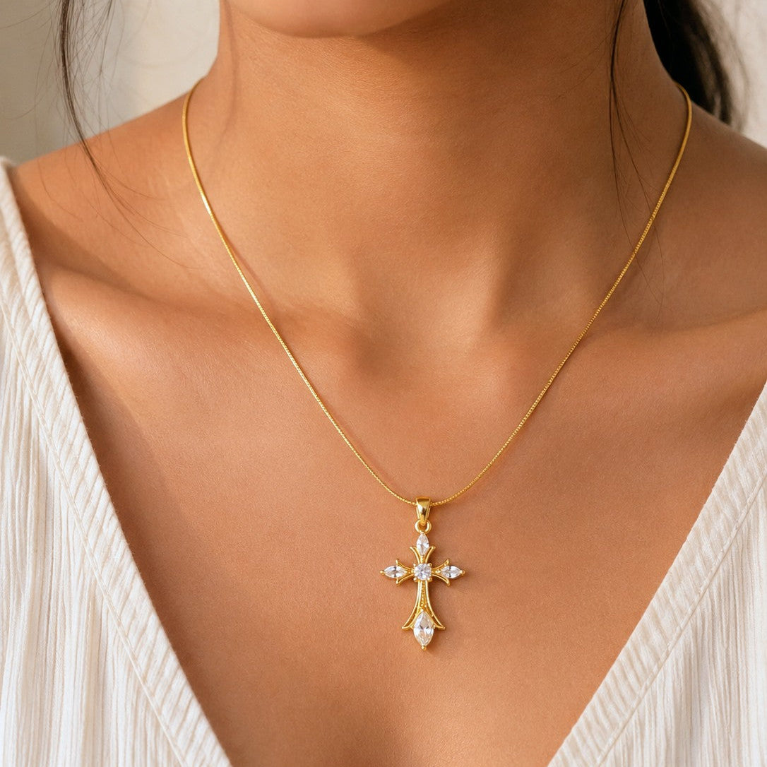 CZ Cross Pendant Necklace