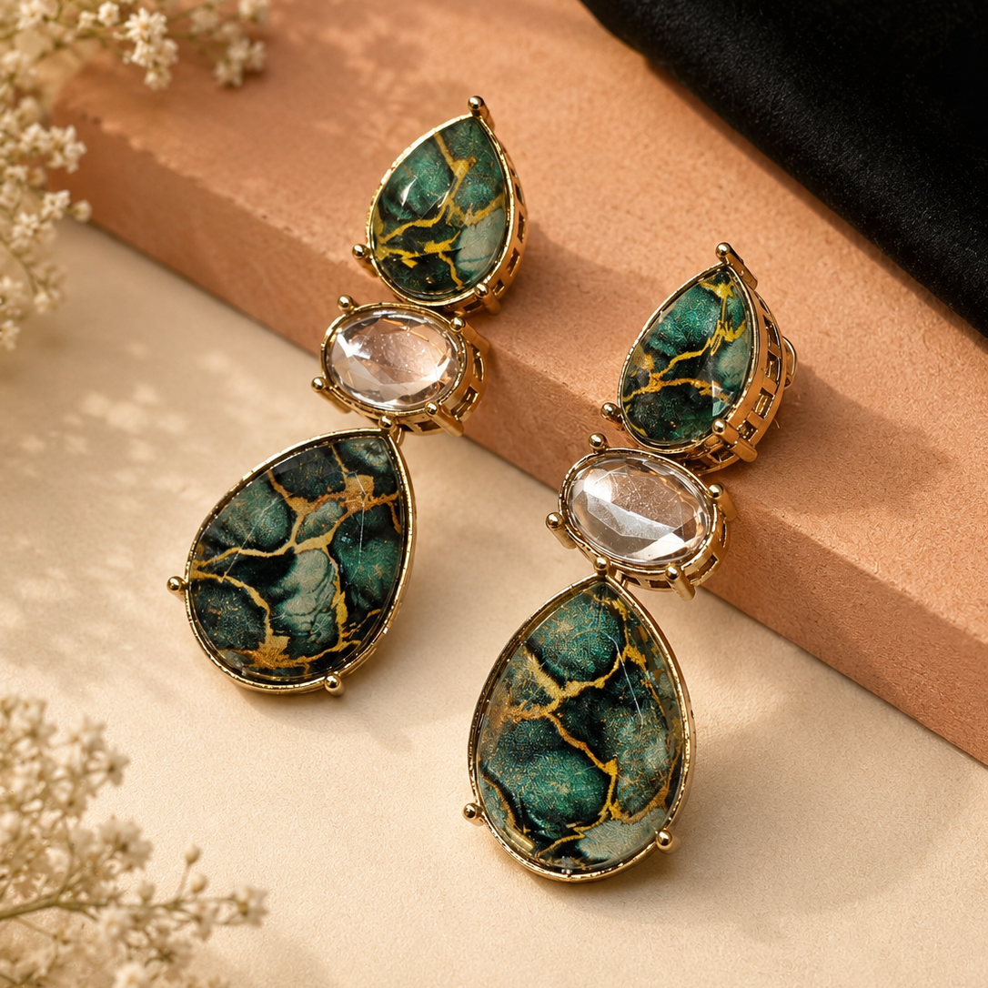 Marbled Stone Drop Earrings