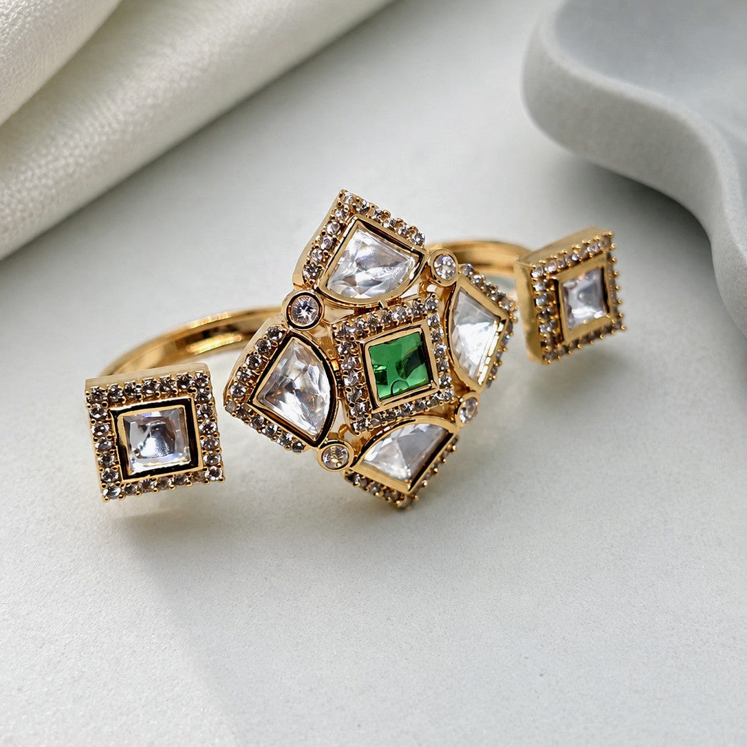 Polki Cluster Double Ring