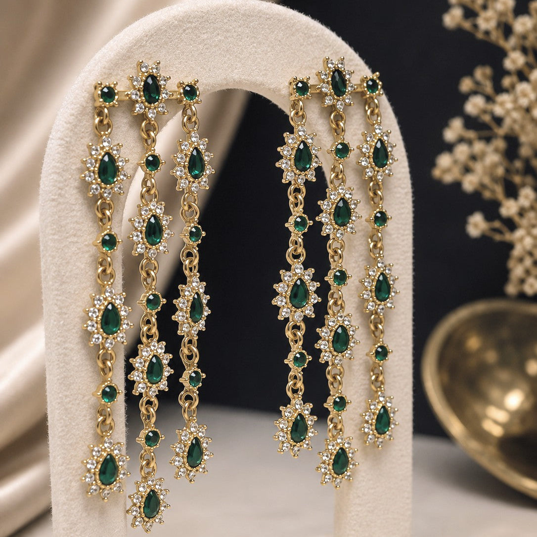 Triple Strand Starburst Drop Earrings